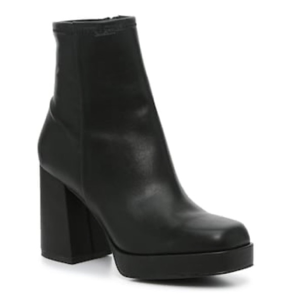 Women's Black Platform Block Heel Ankle Boot